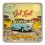 Sous-bock Métal & Liège : Modèle VW Combi Get Lost, 9 x 9 cm