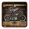 Sous-bock Métal & Liège : Modèle Moto Harley Davidson, 9 x 9 cm