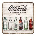 Sous-bock Métal & Liège : Modèle Coca-Cola History, 5 Bouteilles, 9 x 9 cm