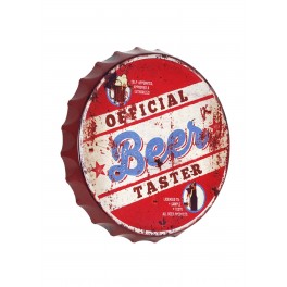 Déco Murale Capsule Métal : Modèle Official Beer Taster, Diam 34 cm