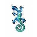 Déco murale : Gecko Bleu et Vert en métal, Collection Tropik H 23 cm