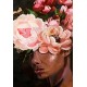 Tableau Femme : Black Woman & PinkRoses, H 120 cm