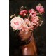 Tableau Femme : Black Woman & PinkRoses, H 120 cm
