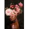 Tableau Femme : Black Woman & Pink Roses, H 120 cm