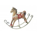 Le Cheval de manège à Bascule, Marron & Rouge, L 22 cm