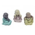 Set de 3 Moines de la Sagesse Assis 3, Collection Baby Zen, H 10 cm