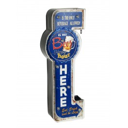 Enseigne Fleche LED : BEER HAPPY HOUR, H 59 cm