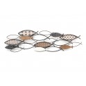 Déco murale mer : Banc de poissons, Métal & Bois, L 90 cm
