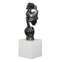Sculpture Design Résine : Indiscrétion, Mod Gris Perle, H 57 cm