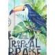 Plaque Bois Vintage Toucan & Jungle : Paradise, H 60 cm