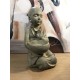 Figurine Zen Intérieur & Extérieur en Fibre : Moine & Coupelle, H 34 cm