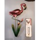 Décoration Murale Métal : Le Flamant Rose & Roseau, H 47 cm