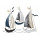 Déco Murale Bateaux : Régate 3 Bateaux & 2 mouettes, Blue & Silver, L 55 cm