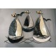 Déco Murale Bateaux : Régate 3 Bateaux & 2 mouettes, Blue & Silver, L 55 cm
