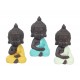 Set 3 figurines Mini Bouddha Zen, Collection Color Line, H 12 cm
