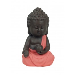 Figurine Mini Bouddha Zen, Mod Bleu, Collection Color Line, H 15 cm