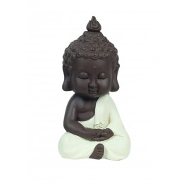 Figurine Mini Bouddha Zen, Mod Blanc, Collection Color Line, H 15 cm