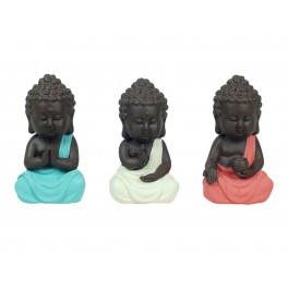 Set 3 figurines Mini Bouddha Zen, Collection Color Line, H 15 cm