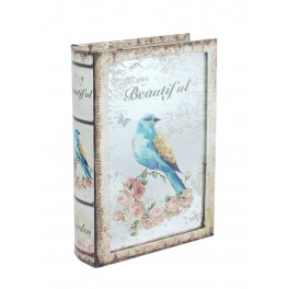 Boite Livre Mdf & Miroir, Modèle Beautiful Bird, H 24 cm