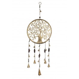 Suspension Arabesque : Arbre de vie cerclé avec cloches à tintement, H 75 cm