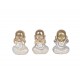 Statuettes déco : Set 3 Moines de la Sagesse, White & Gold, H 12 cm