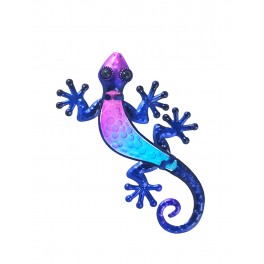 Le Gecko Métal Mural Violet, Collection PENDJAB, H 21 cm