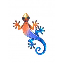 Le Gecko Métal Mural Orange, Collection PENDJAB, H 21 cm