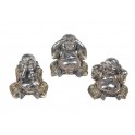 Statuettes Zen : Set 3 Bouddha Chinois de la Sagesse, Myanmar, H 13 cm