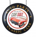 Enseigne murale métal : Open Car Sales & Auto Parts, H 60 cm