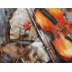Tableau en Métal 3D : Le Violon, Partition et Rose, H 80 cm
