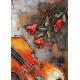 Tableau en Métal 3D : Le Violon, Partition et Rose, H 80 cm