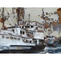 Tableau Métal 3D : Bateau Yacht rétro, Modèle Industriel, L 100 cm