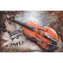 Tableau sur Bois & Métal 3D : Violon & Partition, L 60 cm
