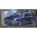 Tableau sur Bois & Métal 3D : La Porsche 911 Carrera, Bleu, L 120 cm