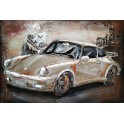 Tableau sur Métal 3D : La Porsche 911 Turbo, Blanche, L 60 cm