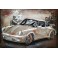 Tableau sur Bois & Métal 3D : La Porsche 911 Turbo, Blanche, L 60 cm
