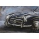 Tableau sur Bois & Métal 3D : Mercedes 300 SL Papillon, L 120 cm