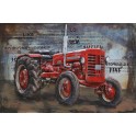 Tableau sur Bois & Métal 3D : Le tracteur rouge, L 120 cm