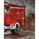 Tableau sur Bois & Métal 3D : Le camion de pompier ancien, L 120 cm