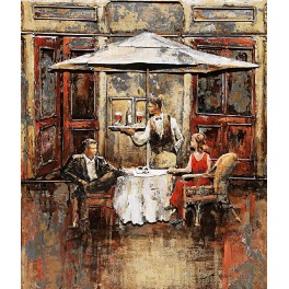 Tableau sur Bois & Métal 3D Déjeuner au Ritz, H 70 cm