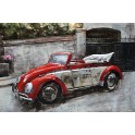 Tableau Métal 3D : La Coccinelle Cabriolet, Rouge et Blanche, H 120 cm