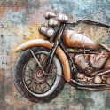 Tableau en Métal 3D : Face avant Moto Vintage & Voyage, L 100 cm