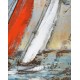 Tableau en Métal 3D : La Régate, 2 voiliers, rouges et blancs, H 100 cm