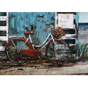Tableau en Métal 3D : Vélo fleuri et Cabanon à Arcachon, L 60 cm