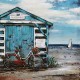 Tableau en Métal 3D : Vélo fleuri et Cabanon à Arcachon, L 60 cm