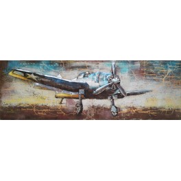 Tableau sur Bois & Métal 3D XL : L'avion de combat Spitfire, L 180 cm