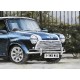 Tableau sur Bois & Métal 3D : L'Austin Mini, Bleu & Blanche, L 120 cm