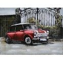 Tableau en Métal 3D : L'Austin Mini Cooper S, Rouge & Blanche, L 80 cm