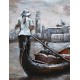 Tableau Métal 3D : Gondolier à Venise et Palais de Doges, L 120 cm