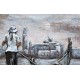 Tableau Métal 3D : Gondolier à Venise et Palais de Doges, L 120 cm